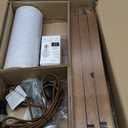 ELYONA Mid Century Floor Lamp with 3 Color Temperatures LED Bulb, Modern Wood Tripod Table Reading Standing Light, Wooden Shelf Floor Lamp for Farmhouse Living Room Bedroom Office Linen Shade Brown