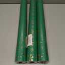 3 x Flyhill Christmas Wrapping Paper,Metallic Gold Embossed Foil Snowflake Green Gift Wrap for Holiday, Party,Celebration, New Year(17 Inch X 33 Feet)