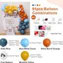 Balloons Combination, 91 Pcs Cow and Clouds Party Balloons Garland Arch Kit,Slate Blue,Natural Sand Cloud,Retro Burnt Orange,Mustard Yellow Balloon for Birthday Party