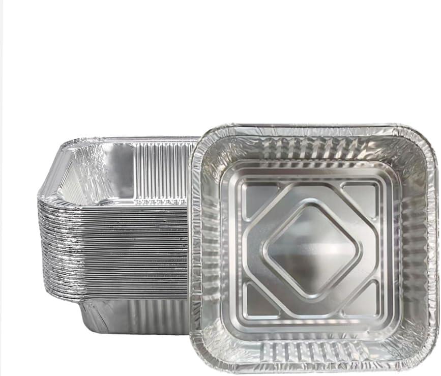 Non-Stick Disposable Air Fryer Aluminum Foil Liners Square 50PCS, Oil-Proof Aluminum Foil Tin Box Also for Steamer Basket Instant Pot Oven & Grill (9 * 9 Inch-Square)