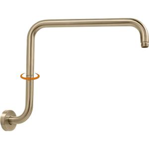 PHASAT 16 Inches Shower Arm Extension,S shaped Shower Arm with Flange,304 Stainless Steel High Rise Shower Head Arm Brushed Gold,PU9J01-M (Round-Rotatable)