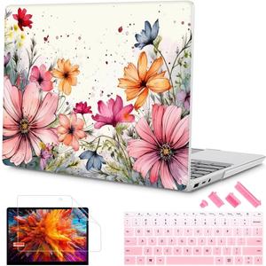Mektron 2023 Microsoft Surface Laptop GO 3 Case 12.4" Compatible with Go 2/1 Laptop Cover 2022-2020 Releases Model 1943/2013 Plastic Hard Shell Case with Screen Protector, Colorful Floral