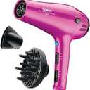 Conair Hair Dryer with Retractable Cord, 1875W Blow Dryer, 3 Heat Settings, 2 Speeds, Blow Dryer with Diffuser and Concentrator Attachments, Ionic + Tourmaline Technology, Pink