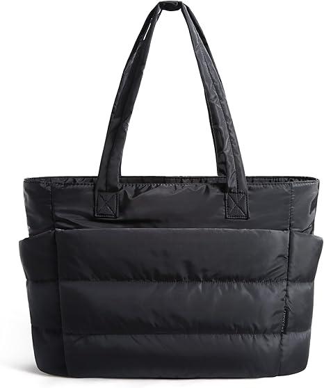 BAGSMART Tote Bag for Women, Lightweight Puffy Tote Bag with Compartments Shoulder Bag Handbag for Travel, Work, Gym