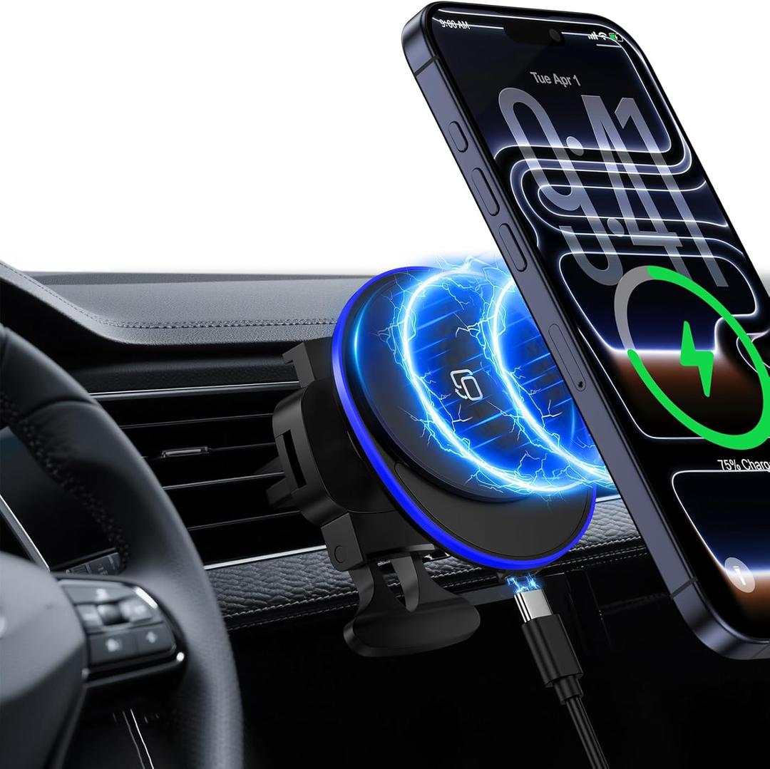 Car Mount Charger 15W Magnetic Wireless Car Charger for iPhone 17 Accessories Magnetic Phone Holder for iPhone 17e 17 16 15 Pro Max 14,Samsung Galaxy S26 A17 A16 S25 Edge S24 S23,Google Pixel 10 9 8 7