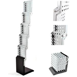 Foldable Magazine Rack Heavy Duty Catalog Literature Brochure Rack Brochure Display Stand Aluminum Portable 5 Pockets for Trade Show Exhibitions Office Retail Store