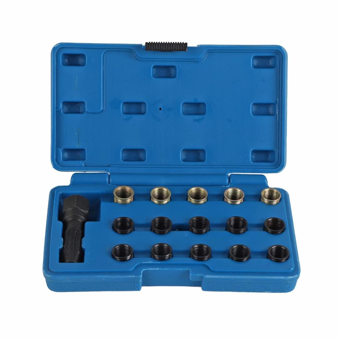 M14X1.25 Spark Plug Thread Repair Tool, Carbon Steel Rethread Kit, Portable Tap Plug Repair Set, High Durability