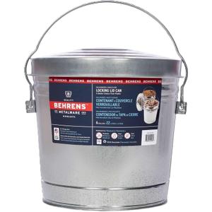 Behrens Galvanized Steel Can with Locking Lid 6 Gallon, 1 Bucket