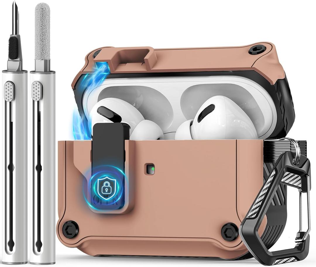 3 x Compatible with AirPods Pro 2nd/1st Generation Case Cover,with Cleaner kit,Automatic Snap Switch Secure for iPod Pro Charging Case (USB-C/Lightning Cable) (2023/2022/2019)