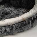 CATISM Cat Bed, Cat Beds for Indoor Cats - Kitten Bed Cave Washable, Soft Plush Hooded, Removable Pillow, Non-Slip Base, Large Cave for Kitty (Black)