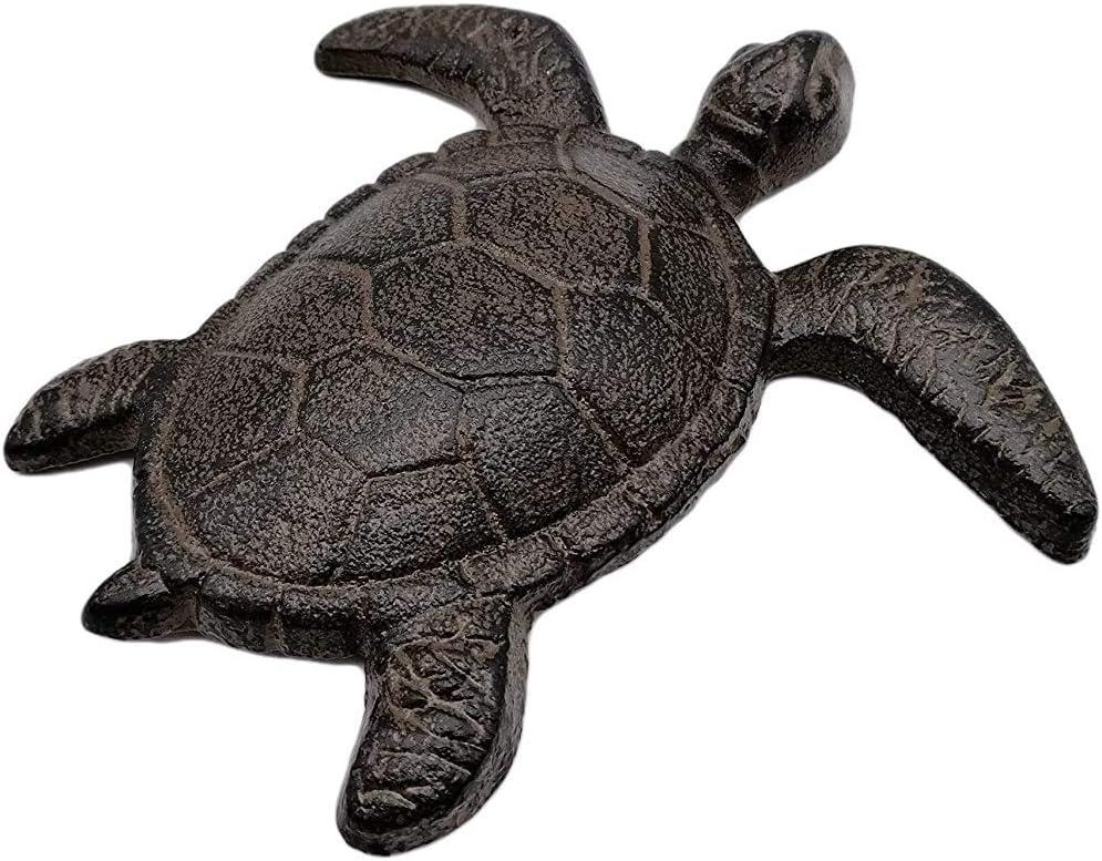 Comfy Hour Antique and Vintage Ocean Collection Cast Iron Ocean Turtle Figurine, Indoor Outdoor Garden Decor, Brown