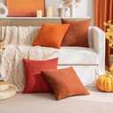 MIULEE Pack of 2 Decorative Throw Pillow Covers Soft Chenille Throw Pillows Solid Textured Cushion Covers for Couch Sofa Bedroom Living Room 18x18 Inch, Dark Rust