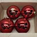 Zubebe 4 Pcs Extra Large Christmas Ball Ornaments 6'' (150 Mm) Giant Oversized Plastic Xmas Ball Big Hanging Christmas Tree Ornaments for Holiday Party Outdoor Decor(Red)