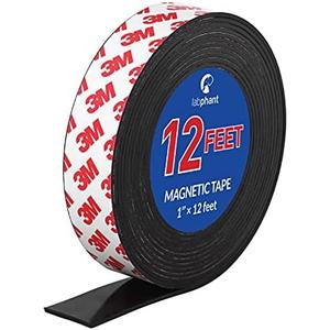 Magnetic Tape, 12 Feet Magnet Tape Roll (1'' Wide x 12 ft Long), with 3M Strong Adhesive Backing. Perfect for DIY, Art Projects, whiteboards & Fridge Organization