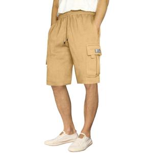 JMIERR Mens Cargo Sweat Shorts - Casual Drawstring Elastic Waist Cotton Athletic Workout Gym Jogger Shorts with 5 Pockets (X-Large, Beige 2)