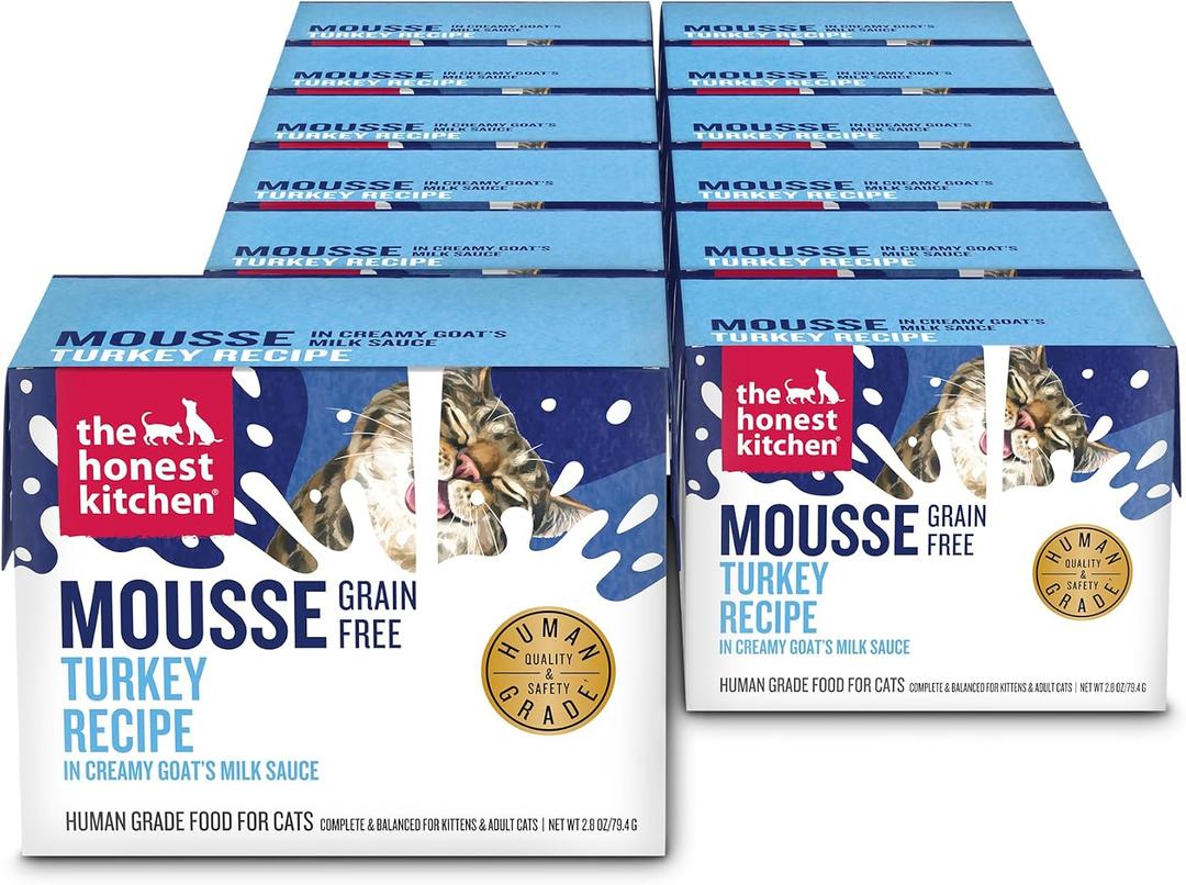 The Honest Kitchen Human Grade Cat Grain Free Turkey Mousse in Goat's Milk 2.8oz x12 (EXP 09/10/27)
