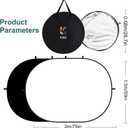 Kate 5x6.5ft(1.5x2m) Collapsible Backdrop White Black Twist Flex Folding Pop up Backgrounds for Photoshoot, Headshots Photo, Video Calls