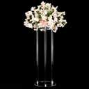 2 Pack 32'' Tall 10'' Dia. Clear Flower Stand Round Wedding Decoration Table Centerpiece Acrylic Floor Vase Decorative Column Props for Floral Arrangement Event Party Decor