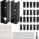 24 Pcs of 2x6 Joist Hangers, Concealed Joist Hangers, Q235B Black Powder Coated Heavy Duty Solid Steel Truss Brackets for 2 "x6 Beams, Swings, Floor Decks and Ceiling Truss Tie Brackets.