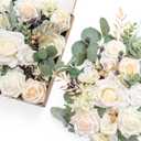 Ling's Moment White Flowers Artificial, Ivory & Cream Fake Flowers Eucalyptus Greenery Combo Box Set for DIY Wedding Bridal Bouquet, Centerpieces, Home Decor, Floral Arrangement Decor, etc. (Grand)