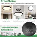 20 Inch Large LED Flush Mount Ceiling Light, 40W, 4350LM, 3000K/4000K/6000K CCT Selectable,Black Round Flat Panel Light Low Profile Ceiling Light Fitures for Hallway, Kitchen, Bedroom, Laundry(1PK)