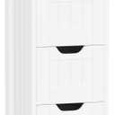 SUPER DEAL Small Bathroom Storage Cabinet with 4 Drawers, Freestanding Narrow Wooden Side Storage Organizer for Bathroom Hallway Living Room, White