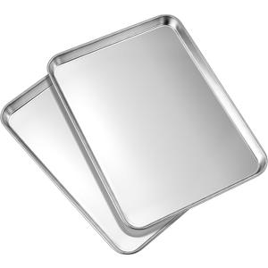LIANYU 2 Pack Stainless Steel Cookie Sheet Pans, Commercial Grade Baking Sheet, 17.5x13 Inch Half Sheet Pan, Professional Bakeware Cookie Tray, Mirror Finish & Non Toxic & Easy Clean
