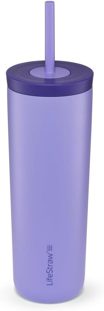 LifeStraw Go Series Tumbler  Double Wall Insulated Stainless Steel Water Filter, Thistle Purple, Designed for Everyday Use, Removes Bacteria, Parasites, Microplastics, and Improves Taste