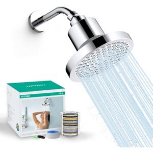 FASDUNT Filtered Shower Head, Anti-Clog High Pressure Shower Heads with 20-Stage Filter for Softening Hard Water to Improve Hair and Skin Problems (Premium Chrome)