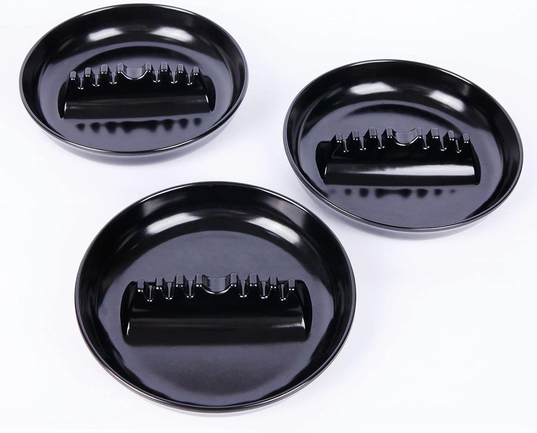 Premium Plastic Ashtray, Trash Can, Pack of 3, Round Black Large Size, for Indoor Outdoor Home Office Patio Restaurant Bar Hotel Use (3Pcs (7 inches))