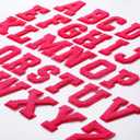 Waydress 26 Pcs Preppy Chenille Letter Iron on Letters Patches 2.8 Inch Self Adhesive, Sew on Chenille A-z Alphabet Letter Patches for Clothing DIY Supplies(Hot Pink Style)