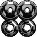 W10290350 W10290353 Porcelain Range Burner Drip Pan Bowls Black Fit for Whirlpool Frigidaire Electric Range Stove Pans Includes 2 x 8-Inch and 2 x 6-Inch by Cenipar