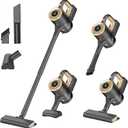 Cordless Vacuum Cleaner, Powerful Suction Vacuum Cleaners for Home, Stick Vacuum Cordless Rechargeable with LED Screen and 3-Speed Suction, Lightweight Vacuum for Hard Floors Carpets Pet Hair, Gold