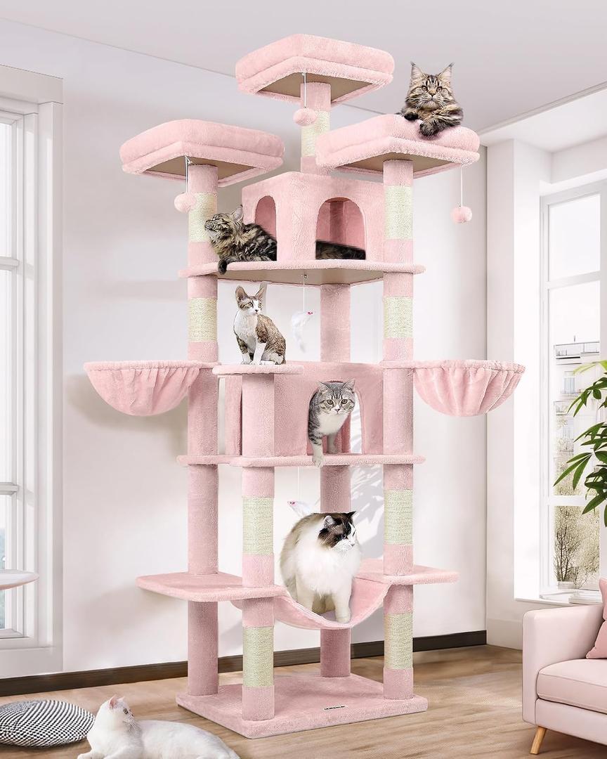 Globlazer Big XXL Cat Tower for Indoor Multiple Cats, F80, Pink