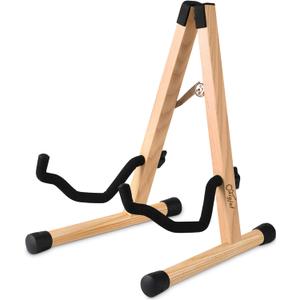 SNIGJAT Wood Acoustic Guitar Floor Stand, Mini Electric Adjustable Folding Bass Guitar Stand Compatible for Cello Banjo Mandolin Ukulele