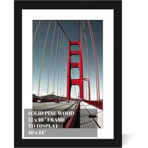 12x16 Picture Frame Diamond Painting Frames Poster Frames Made of Solid Wood,Display Pictures 10x14 with Mat or 12x16 without Mat for Photos, Paintings,Walls Decoration,Anniversary,Wedding,Christmas