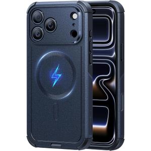 ESR for iPhone 17 Pro Phone Case, 23ft Military-Grade Drop Protection, Shock-Absorbing Rugged Cover, MagSafe Accessories Compatible, Cyber Series, Navy Blue