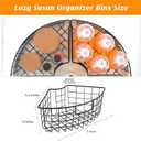 2 Pack Lazy Susan Basket Lazy Susan Organizer Bins for 18"/20" Diameter Turntable 1/4 Wedge Corner Cabinet Organizer Metal Lazy Susan Kitchen Organization with Handle for Cabinet Fridge 9x6.2x4 Inch