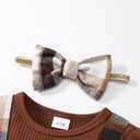 Newborn Baby Girl Plaid Outfits Long Sleeve Ruffle Jumpsuit One Piece Romper Infant Fall Winter Clothes (3-6 Months, Brown)