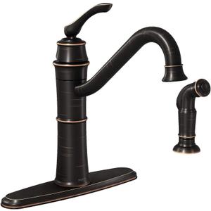 Moen Wetherly Mediterranean Bronze High-Arc Kitchen Faucet with Side Spray, 87999BRB (6.00 x 6.00 x 4.00 inches)