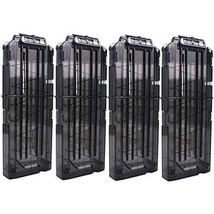Soft Bullet 4pcs Clips 12 Bullets Dart Gun Clips Magazine Clip for Nerf Toy Dart Gun (Transparent Black)