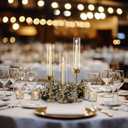 Sziqiqi Hurricane Candle Holder for Wedding: Gold Candlestick Holders 18 Pcs for Table Centerpieces - Glass Candle Stick Holder Bulk for Party Event