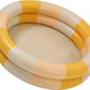Inflatable Baby Retro Swimming Pool Family Cute Style Thickened Water Pool for Kids Indoor Outdoor Play (Yellow Stripe)