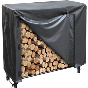 4 FT Firewood Rack Cover, Outdoor Log Rack Cover, 600D Oxford Waterproof Heavy Duty outdoor firewood Storage rack cover with Buckle, Cover Only (Black)
