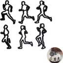 Hsxxf 6PCS Running Fondant Cutters Cookie Cutter Silhouette Gumpaste Flowers Sugar Craft Mold Cake Decorating Tools for Anniversary/Bridal/Engagement Cake Decorating (Running),Black