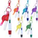 Chinco 30 Pcs Retractable Shuttle Pen Clip with Mini Highlighter Nurse Badge Pen Neon Marker LED Keychain Ring Clip (Colorful)