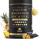 Calcium 1200 mg with Vitamin D3 Gummies, Calcium Citrate Supplements for Women & Men with Magnesium, Zinc, Vitamin D3 & K2, Potassium, Chews for Bone Strength & Muscle Support, Sugar Free, Vegan