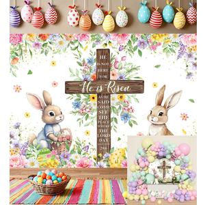 Spring Easter Backdrop He is Risen Background for Easter Party Decor 7x5FT