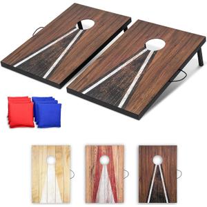 GoSports 3 x 2 ft Cornhole Board Set - Portable Outdoor Toss Game for Adults & Family - Includes Set of 8 Bean Bags with Built-in Storage - Choose Your Style (Dark Rustic)
