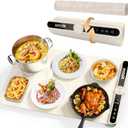 Warming Mat for Food, Fast Heating Electric Food Warmers with 9 Level Temperature and 6 Hours Timer, Large Roll Up Silicone Food Heating Mat, Portable Warming Trays for Buffets Party (Yellow) (24x15 Inch)